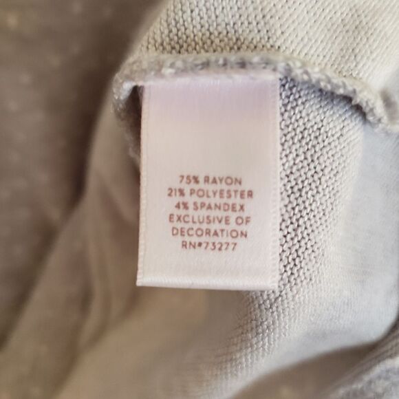 LC Lauren Conrad Gray White Polka-dot Long Bell Sleeve Top Soft Rayon XL - Picture 9 of 9